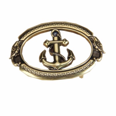 fashion unique design 3D ship shield pattern zinc alloy smooth buckle is only 3.4cm wide belt buckle