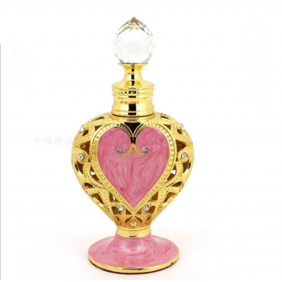 Custom  made Metal Luxury  perfume bottle  for collection usage  with heart shape dubai specialitty 10ml/30ml etc..