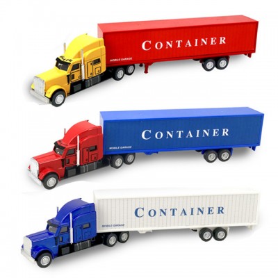 Customize wholesale metal crafts 1:48 diecast Container alloy trailer truck toy for boy kids  toy