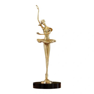 Antique brass dancer ballet figurines flexible girls ballet brass dancing girls statue